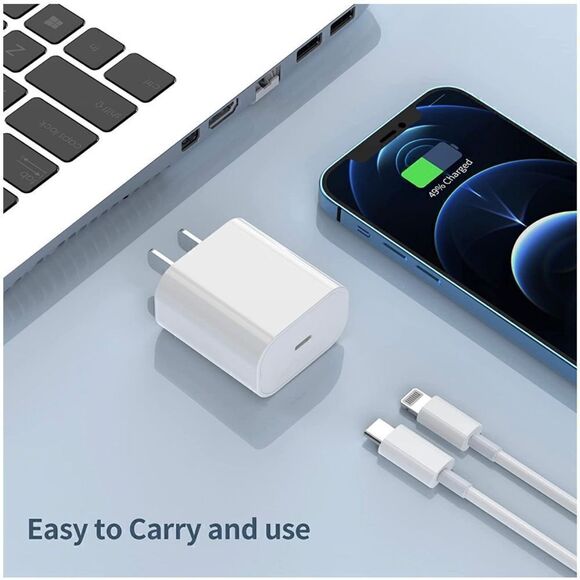 2-Pack 20W MFI Certified Fast Charger w/ 6.6Ft Cable for iphone 14 13 12 Pro Max - Picture 7 of 7